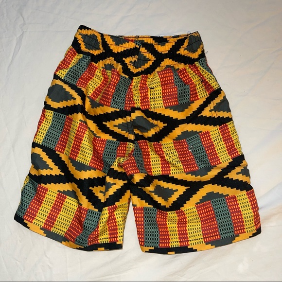 African Print- Ghana Kente Print  Boys Swim Trunks kids short - Picture 3 of 5
